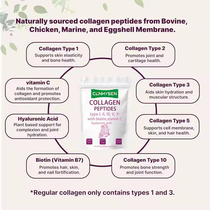 Supplementen OEM Collageenpeptiden Poeder voor huid en haar Gesondheid van gewrichten Ondersteunt anti-aging