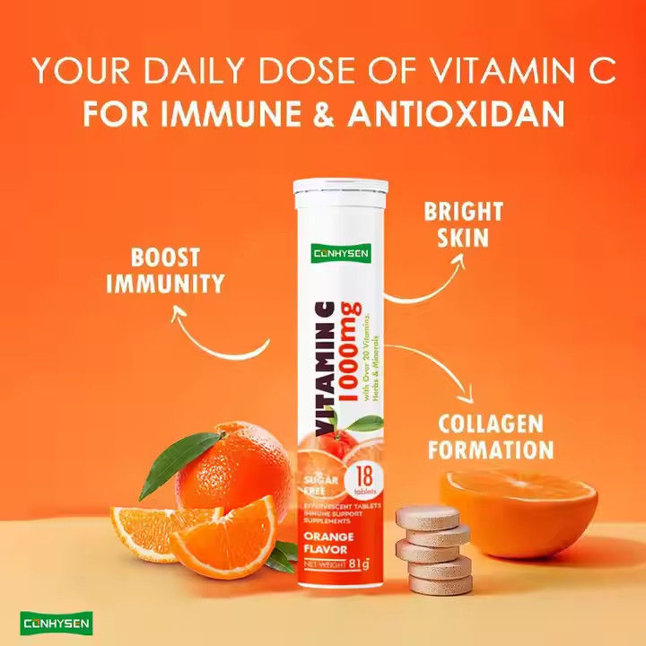 OEM ODM Vitamine C effervescent tabletten 1000mg Meer dan 20 Vitaminen Kruiden Mineralen Immuunondersteuning