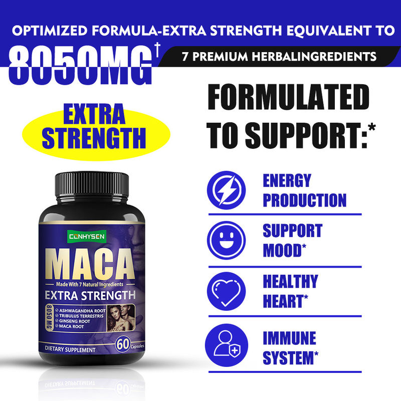 OEM Maca Male Enhancement Capsules Ondersteuning van energie mannen Power Pills Tongkat Ali Capsules