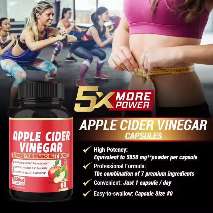 Private label Appel Azijncapsules Fabriek voor gewichtsbeheersing Vetverbranding