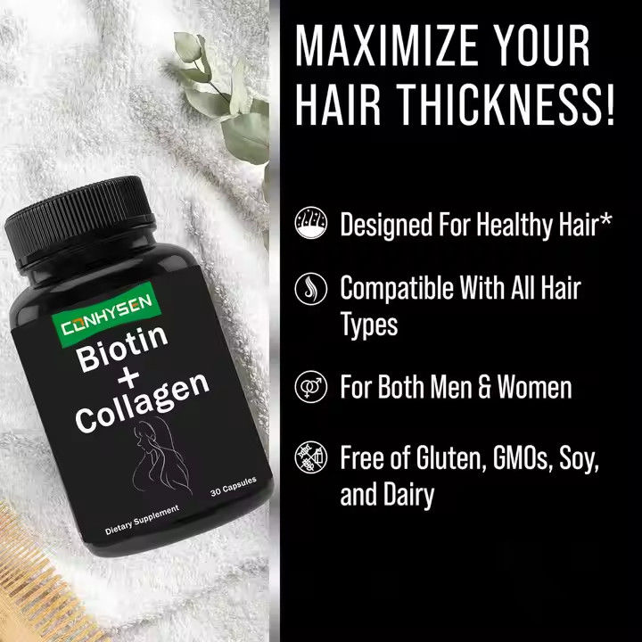 OEM Plantenextract Collageen Biotine Capsules Keratine Supplement voor gezond haar en huid