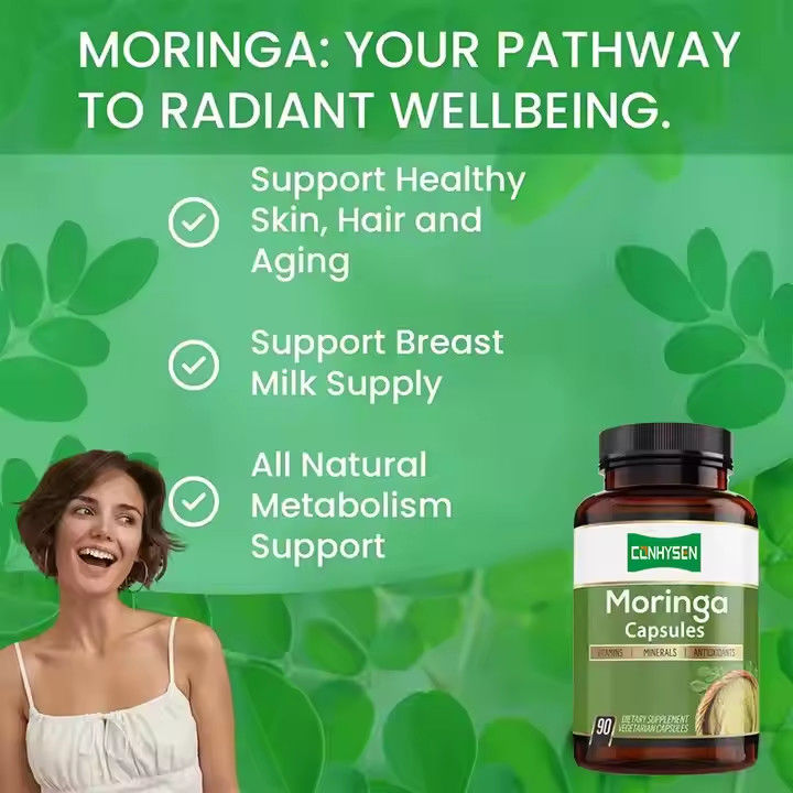 Custom Flavor Pure Organic Moringa Capsules voor Immuunsysteem & Energie Booster