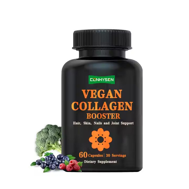 Planten gebaseerde collageen supplement capsules voor gladde huid haargroei nagels ondersteuning