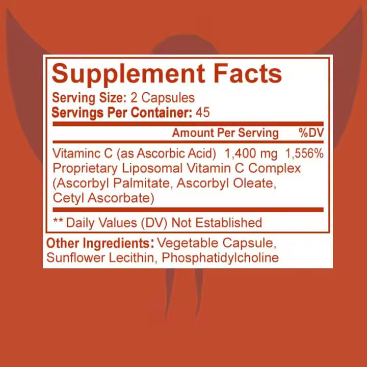 Pure liposomale vitamine C capsules ondersteunen haar, huid en nagels gezondheid voedingssupplementen