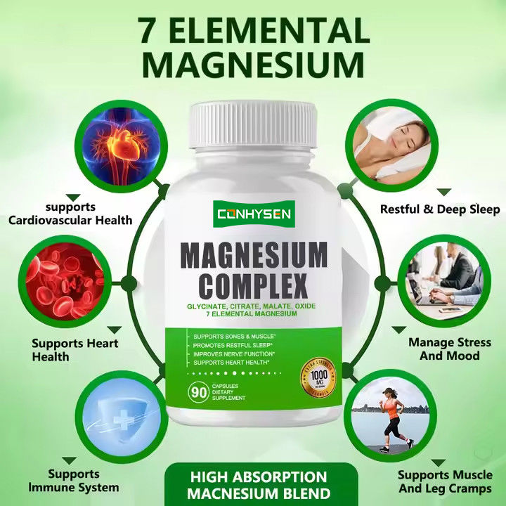 Magnesiumcomplex capsules Citrate Oxide Glycinate Malaat Supplement voor botten en spieren