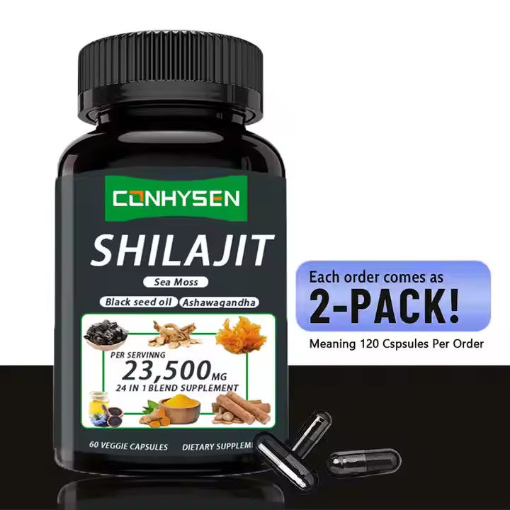 OEM Himalayan Shilajit Capsules Fulvzuur Mineralen Zee Moos Zuur Natuurlijke mengsel Verbetert energie