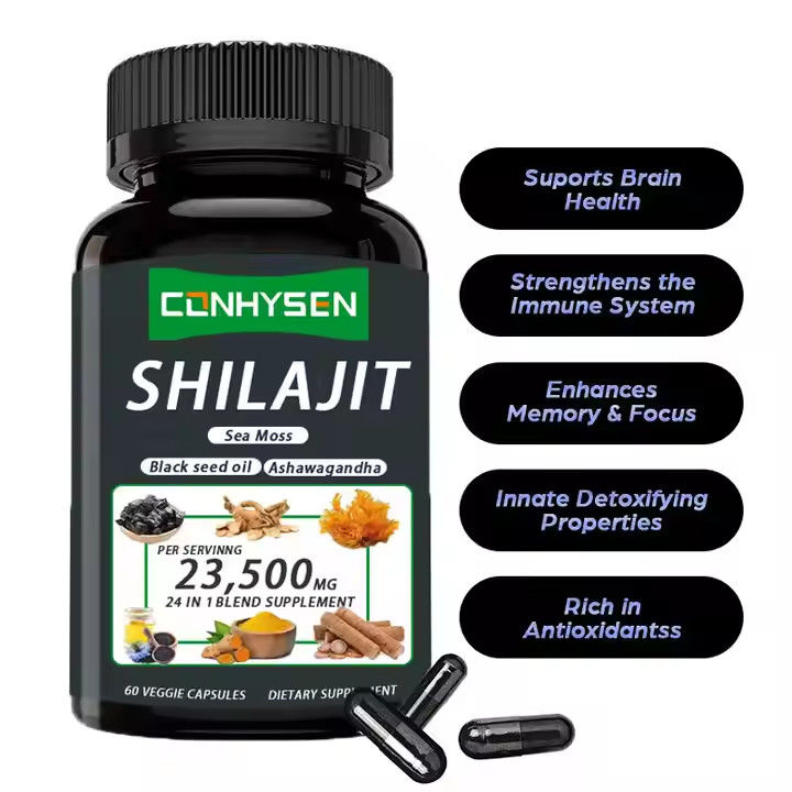 OEM Himalayan Shilajit Capsules Fulvzuur Mineralen Zee Moos Zuur Natuurlijke mengsel Verbetert energie