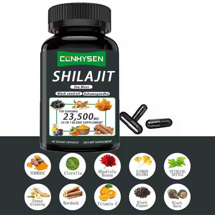 OEM Himalayan Shilajit Capsules Fulvzuur Mineralen Zee Moos Zuur Natuurlijke mengsel Verbetert energie