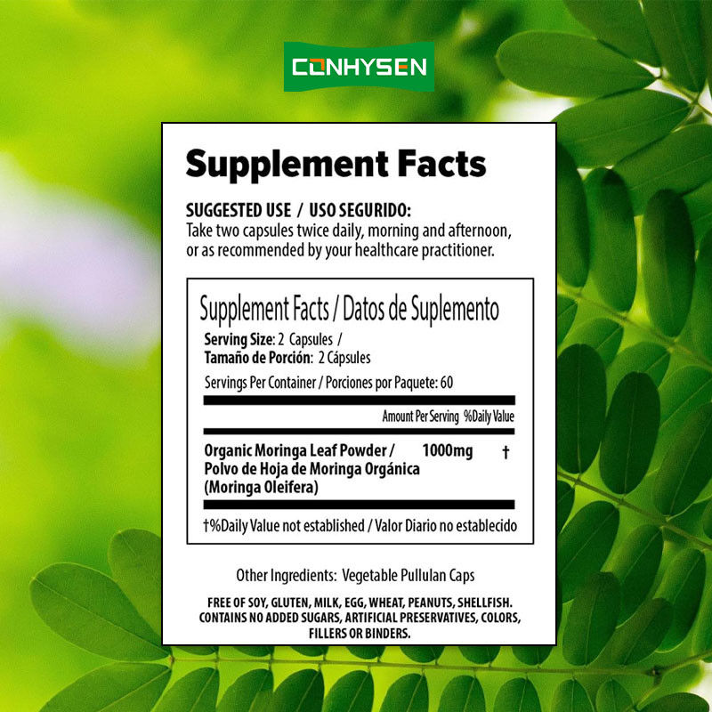 Aangepaste 100% Pure Moringa Capsules Voor Ondersteuning Gewichtbeheersing Gezonde Gewrichten