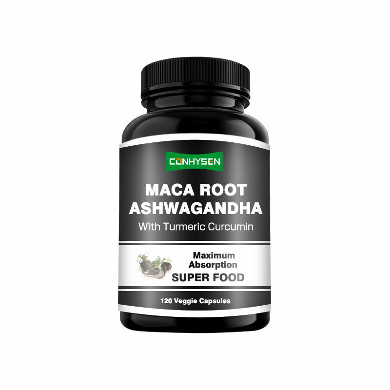 Fabrieksaanpassing Maca wortel Ashwagandha capsules verhogen de hormonale balans met kurkuma curcumine