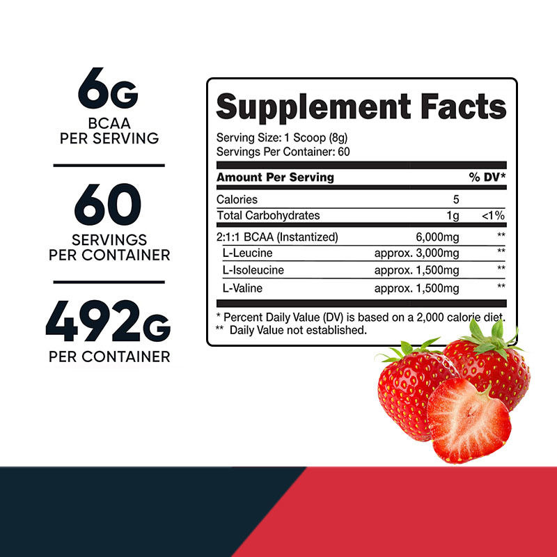 BCAA Poeder Snelle Spierondersteuning Gym Pre-Workout Poeder voor Volwassenen Vrouwen Mannen