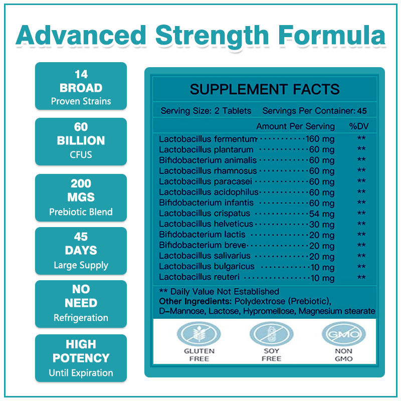 Probiotica capsules voor mannen verminderen een opgeblazen gevoel en gasvorming voor een gezondheidsproduct