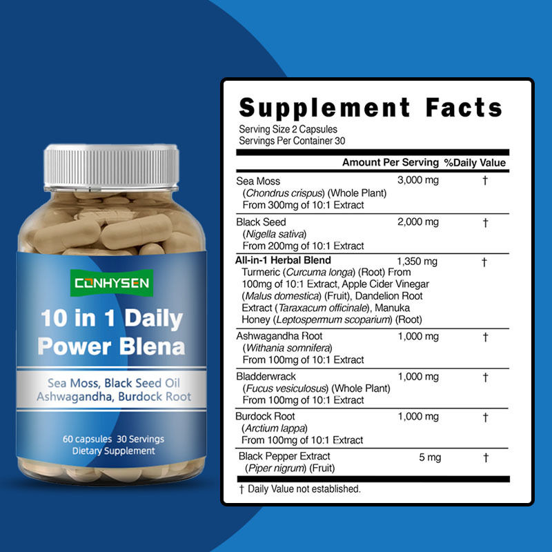 Custom Label 10-in-1 Blend Bevordert Immuunsysteem Zeemos Capsules Ashwagandha Supplement