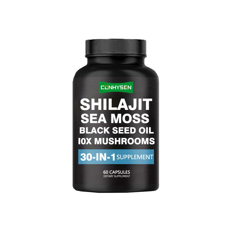 Shilajit capsules met zeemoos zwarte zaadolie Voedingssupplement voor immuunsysteemondersteuning