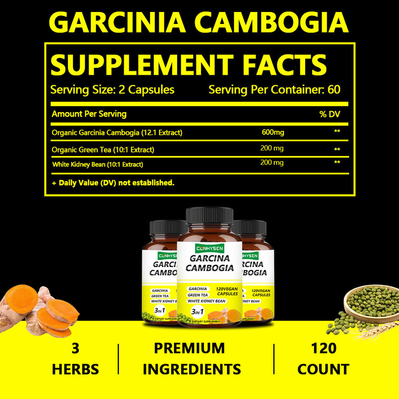 Fabriekslevering Garcinia Cambogia capsules 3-in-1 Premium ingrediënten verhogen de energieproductie