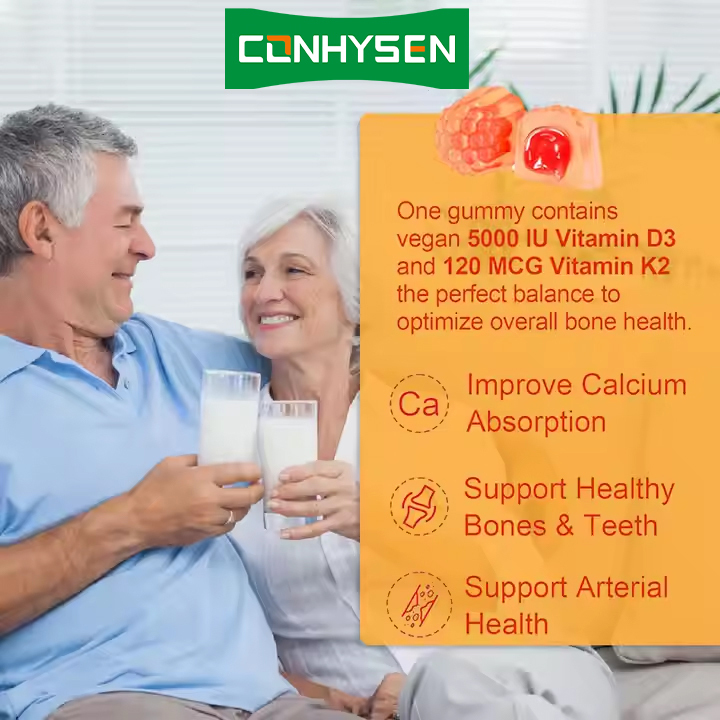OEM ODM Complexe Vitamine D3+K2 Suikervrije Gummies voor Volwassenen Immuunondersteuning Gummies