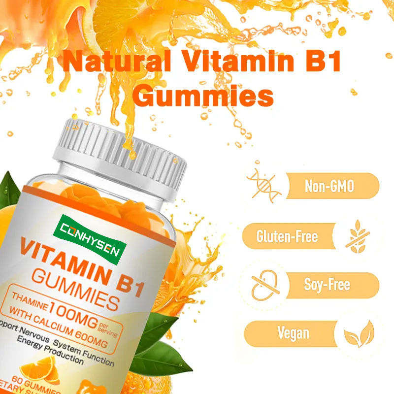 Privé label Vitamine B1 Gummies Verhoogt energie Bevordert hartgezondheid Onderhoud gezondheid Natuurlijke voorziening