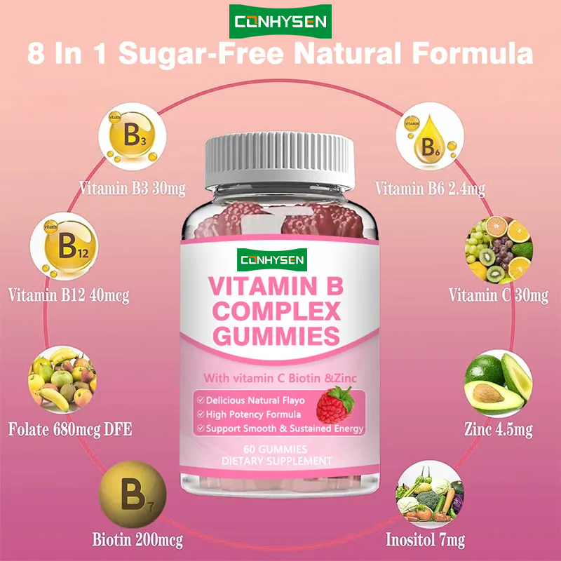 Vitamine B Complex Gummies Hoge Potentie B12 voor Duurzame Energie Immuun Ondersteuning Gezondheidssupplementen