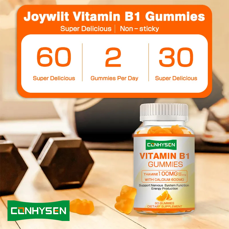 Privé label Vitamine B1 Gummies Verhoogt energie Bevordert hartgezondheid Onderhoud Algemene gezondheid Natuurlijke voorraad
