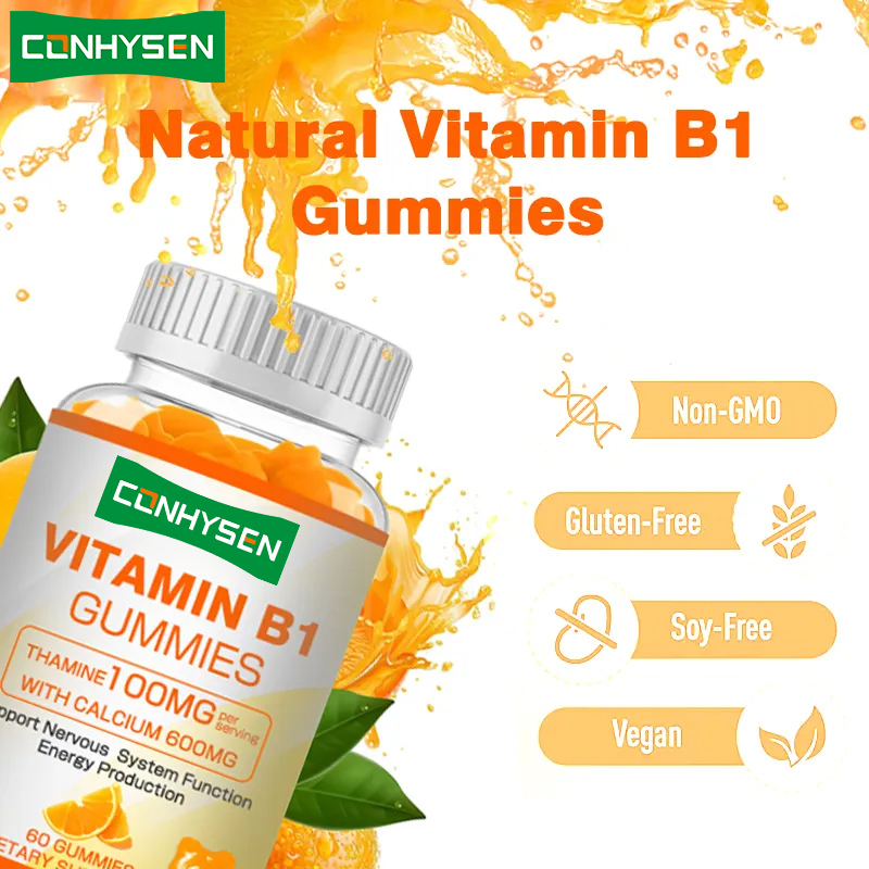 Privé label Vitamine B1 Gummies Verhoogt energie Bevordert hartgezondheid Onderhoud Algemene gezondheid Natuurlijke voorraad