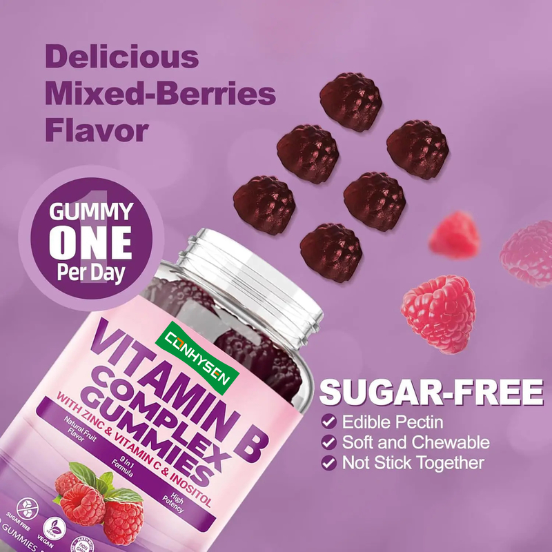 Vitamine B Complex Gummies voor Immuunversterking Vitamine C B6 Zink Folaat Voedingssupplement Vitamine B12 Snoep