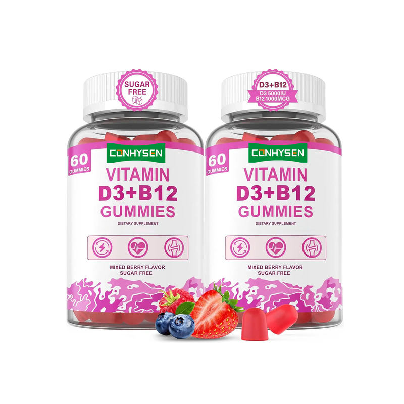 Fabriek Direct Suikervrije Bevorderen Hersen Vitaliteit Algemene Hartgezondheid Vitamine D3 B12 Gummies