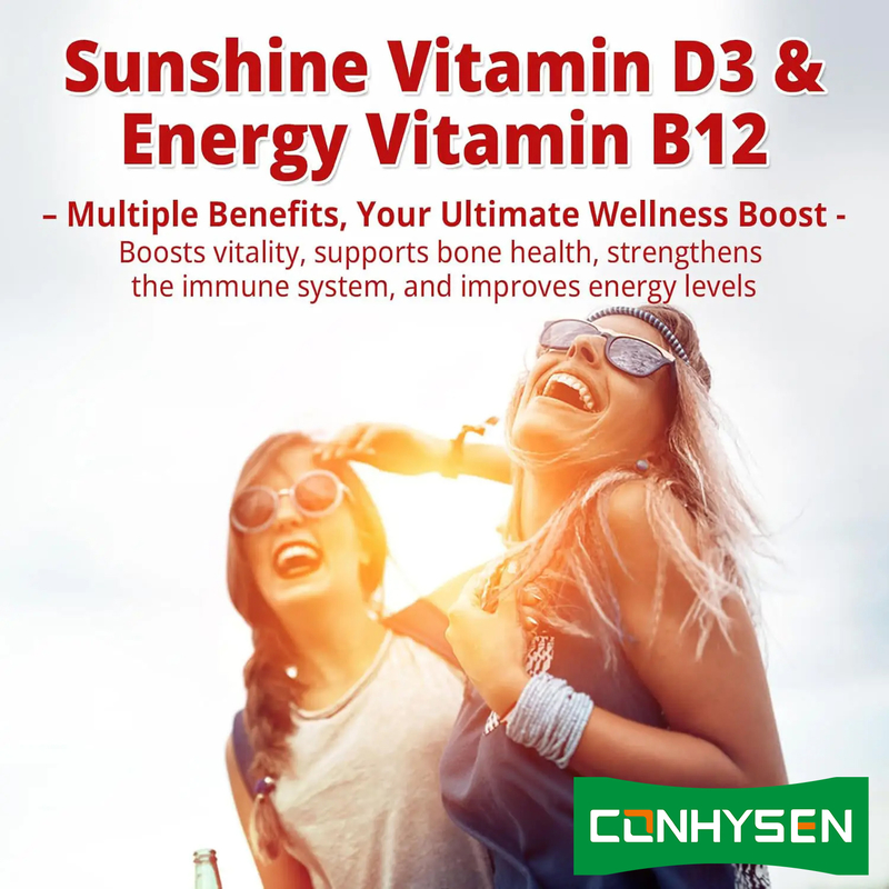 Fabriek Direct Suikervrije Bevorderen Hersen Vitaliteit Algemene Hartgezondheid Vitamine D3 B12 Gummies