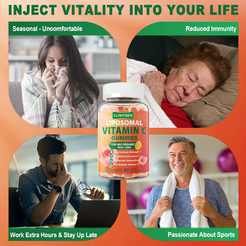 Private Label Suikervrije Biologische IJzer Zink Supplement Ondersteuning Verbeteren Huid Gezondheid Vitamine C Gummies