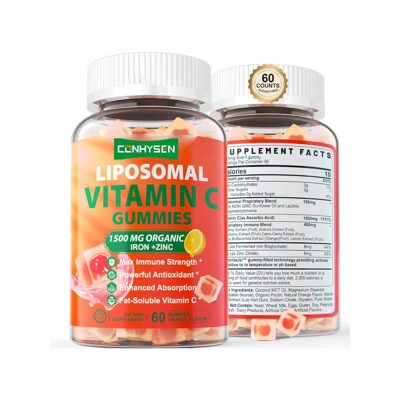 Private Label Suikervrije Biologische IJzer Zink Supplement Ondersteuning Verbeteren Huid Gezondheid Vitamine C Gummies