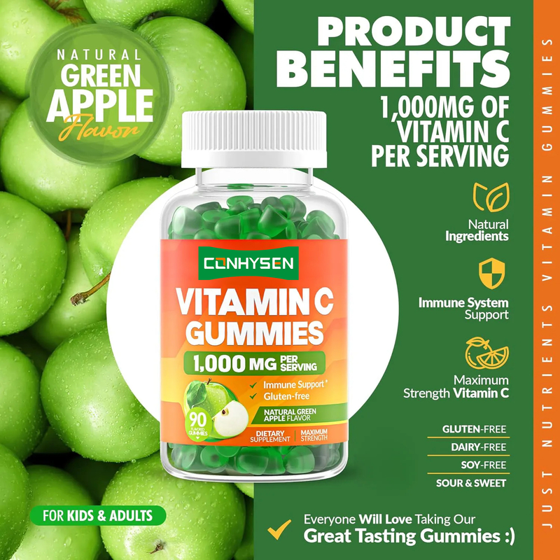 OEM huidverwittering Volwassen vitamine C supplement voor kind 1000 mg Vitamine C Gummies