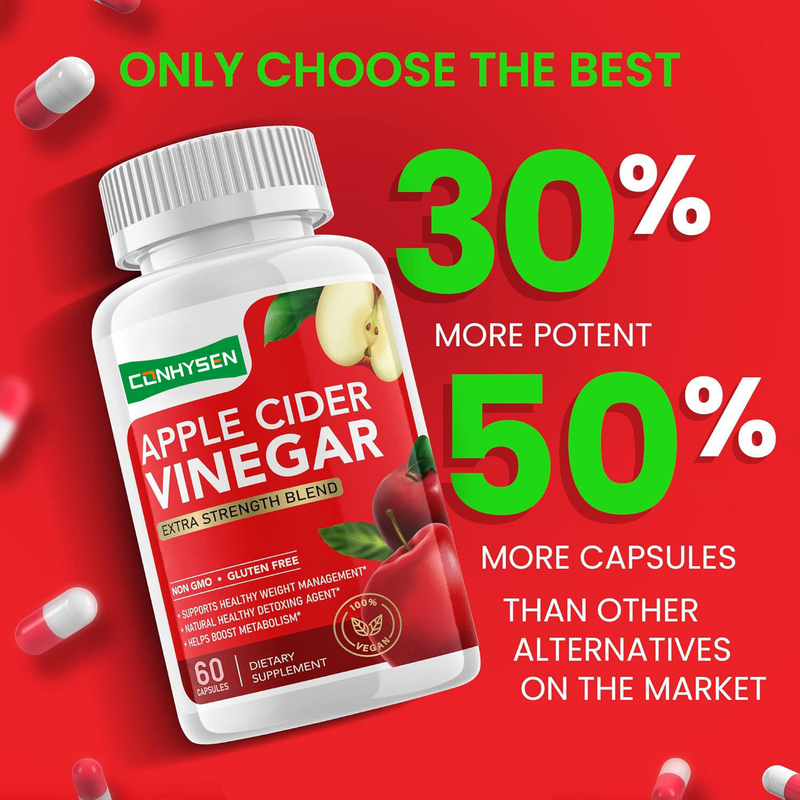 Biochealth OEM Private Label Appelciderazijn Capsules met Moeder Organische ACV Pillen Afslanken Detox Reiniging Supplement