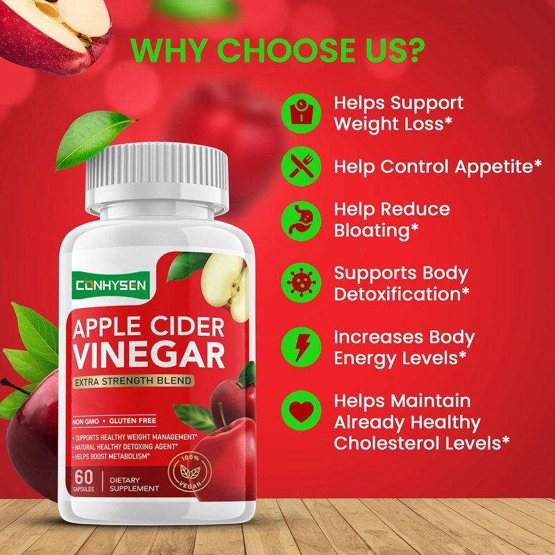 Biochealth OEM Private Label Appelciderazijn Capsules met Moeder Organische ACV Pillen Afslanken Detox Reiniging Supplement