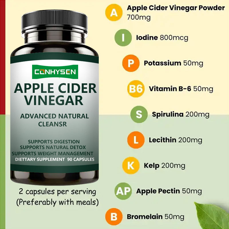 2025 OEM Custom Fat Burner Platte Buik Slim Appelciderazijn Capsules met ACV Ondersteunt Gewichtsverlies voor Vrouwen