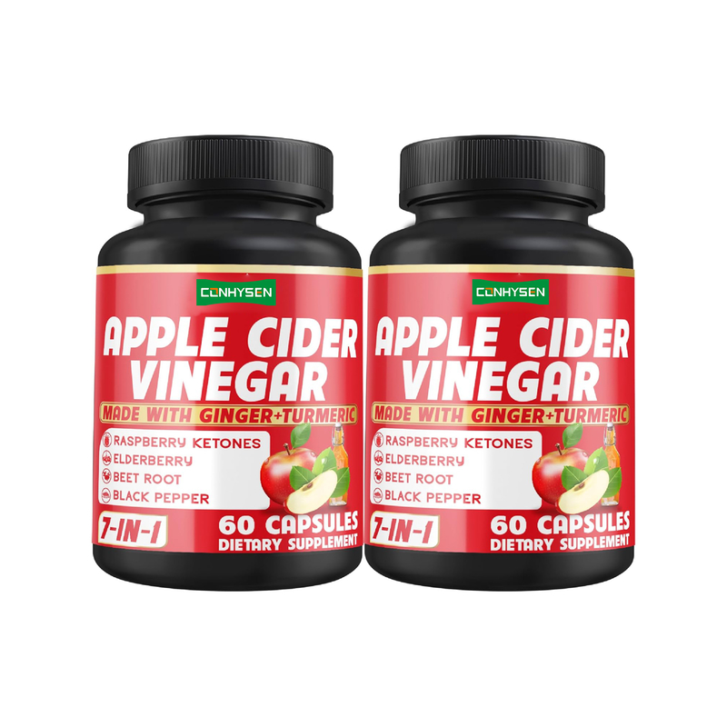 7-in-1 Appel Azijn Complex met Kurkuma Gember Framboos Ketonen Ondersteunt Detox Immuniteit Vertering Gezondheid