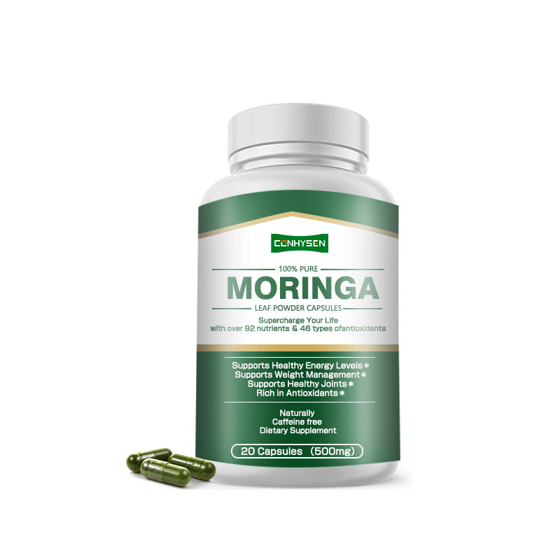 Aangepaste Label Moringa Capsules Ondersteunt Gezonde Prostaat met Bladpoeder Meer dan 92 Voedingsstoffen