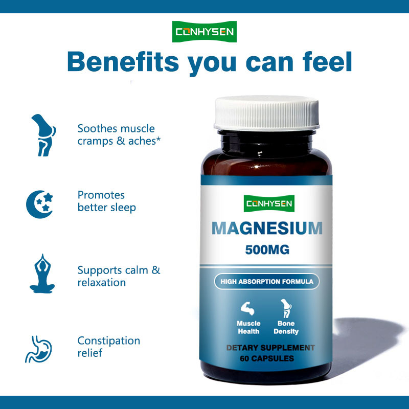 Magnesium Capsules 500mg met Eigen Merk Ondersteunen Geheugen & Hersenfunctie Non-GMO