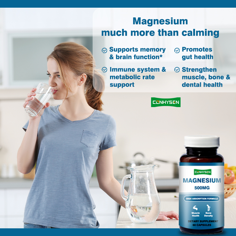 Magnesium Capsules 500mg met Eigen Merk Ondersteunen Geheugen & Hersenfunctie Non-GMO