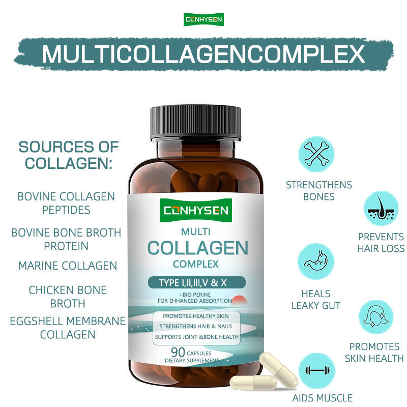 Fabriekslevering Multi Collageen Complex Capsules Voedingssupplement voor Versterking van Haar & Nagels