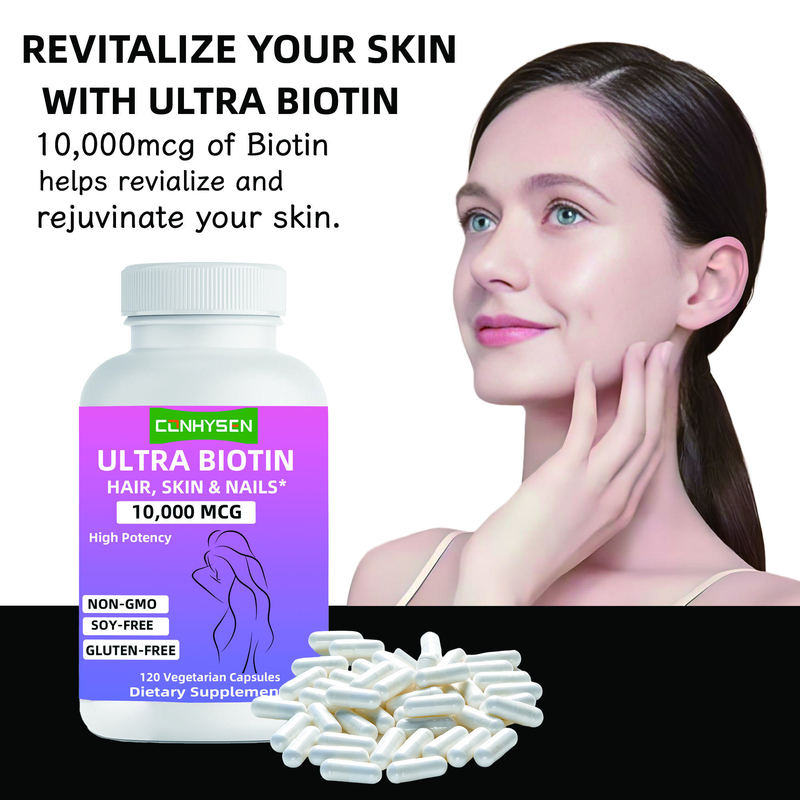 Custom Ultra Biotine Capsules met merknaam Non GMO Bevordert Haar Huid & Nagels Schoonheidssupplement