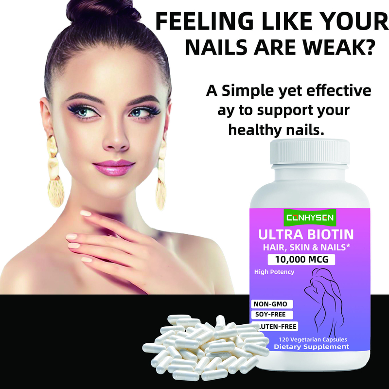 Custom Ultra Biotine Capsules met merknaam Non GMO Bevordert Haar Huid & Nagels Schoonheidssupplement