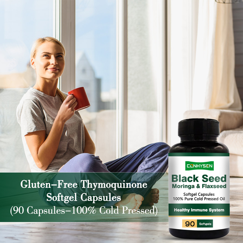 Zwarte Zaadolie Softgels 1000mg voor Haar & Huid Gezondheid 24 Maanden Houdbaarheid