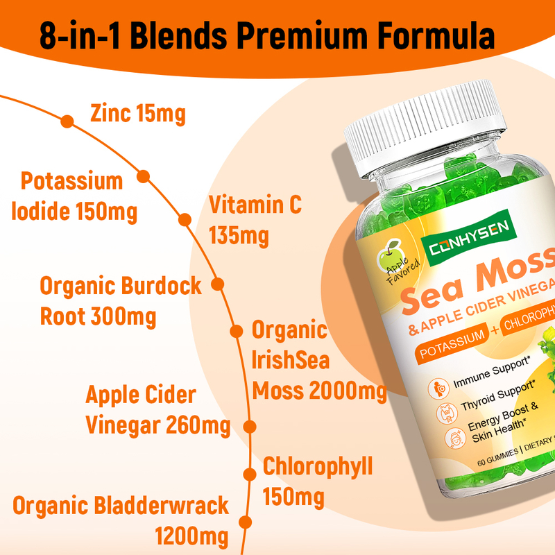 8-in-1 Sea Moss Gummies Immune en Schildklier Ondersteuning Fabriek Aanpassing
