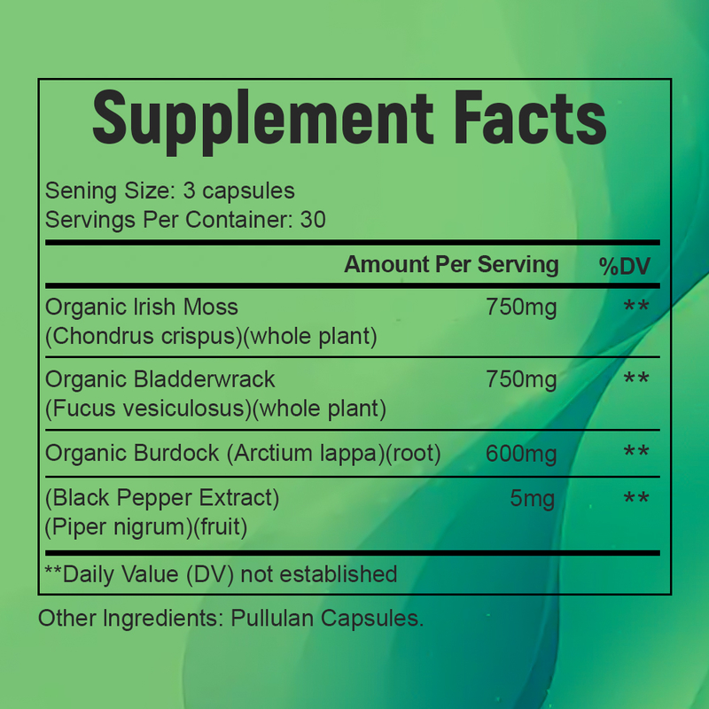 Custom Branded Natural Sea Moss Capsules Boost Energy Production Manufacturer