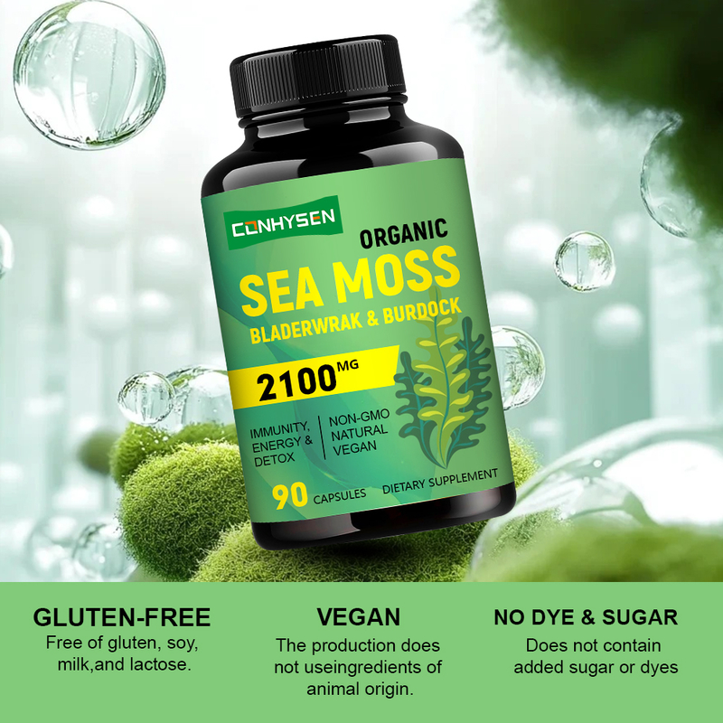 Custom Branded Natural Sea Moss Capsules Boost Energy Production Manufacturer