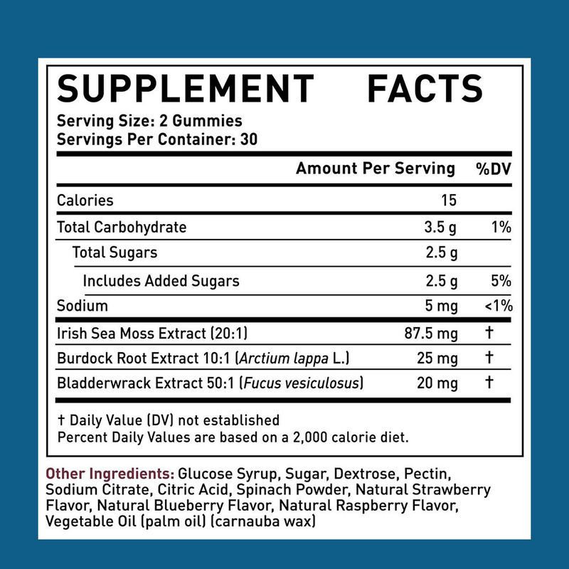 Organische Ierse Zeemos Extract Gummies Fabriekslevering voor Reiniging en Detox