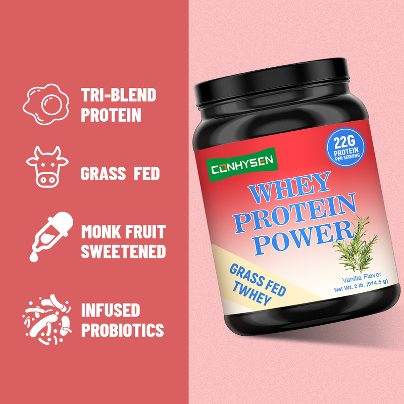 Whey Protein Power Grass Fed Tri Blend Protein Ondersteunt spiergroei Groothandel Custom