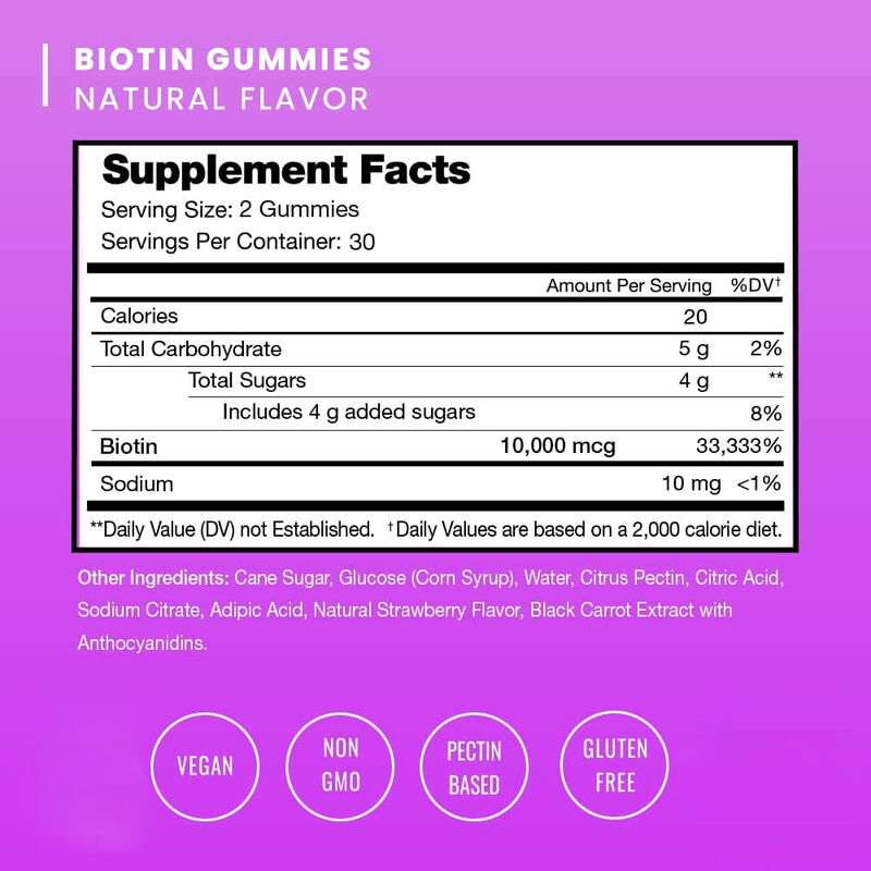 Groothandel Vegan Biotine Gummies Complex Vitaminen Mineralen voor Haar Huid Nagels Gezondheid Bevordert Keratineproductie voor Volwassenen Tieners