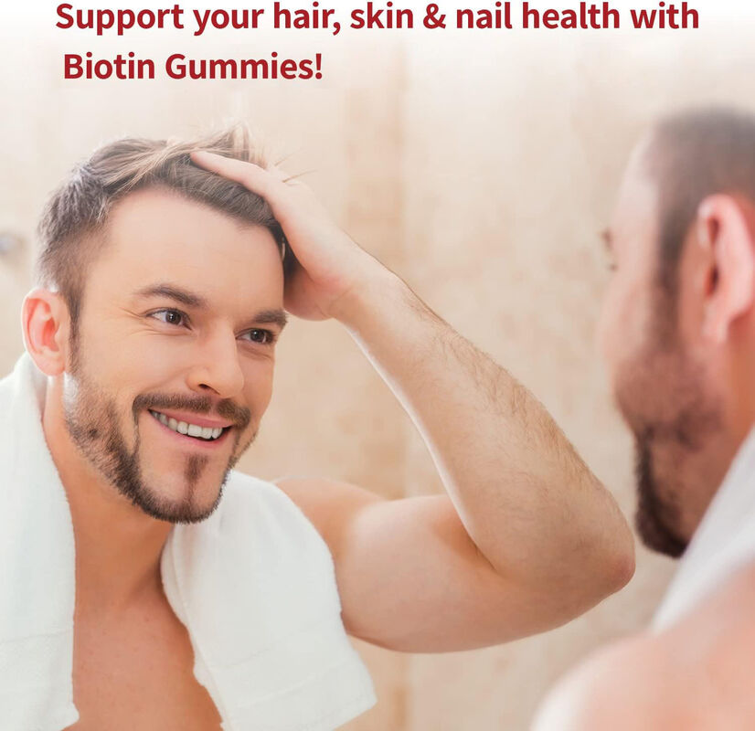 Groothandel Vegan Biotine Gummies Complex Vitaminen Mineralen voor Haar Huid Nagels Gezondheid Bevordert Keratineproductie voor Volwassenen Tieners