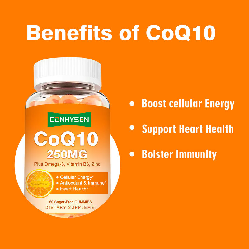 Vigo-COQ10-250mg Gevulde Gummies met Plus Omega-3 Vitamine B3 & Zink Co-enzym Q10 Supplementen voor Hartgezondheid en Celenergie