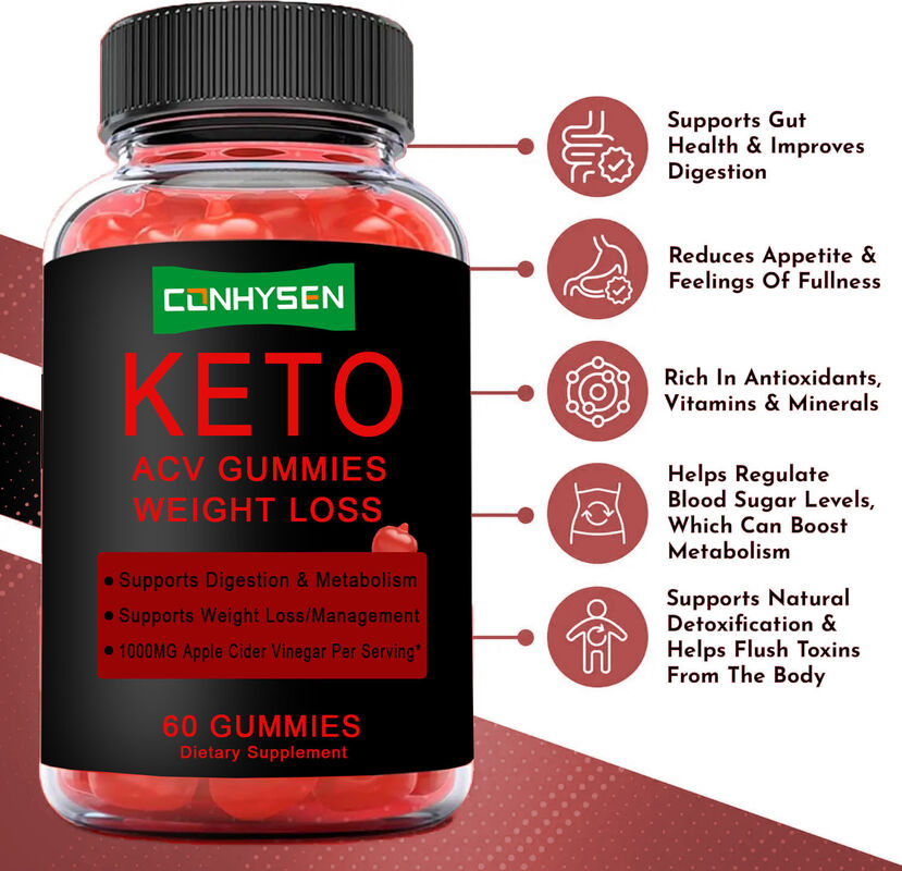 Groothandel Kindvriendelijke Appelciderazijn Keto ACV Gummies Foliumzuur Vitaminen Supplement voor Darmgezondheid & Metabolisme Boost